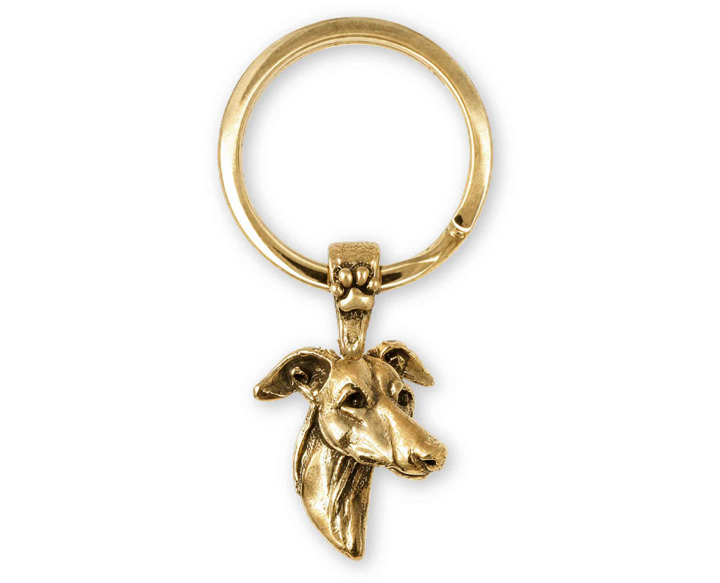 Greyhound Charms Greyhound Key Ring Yellow Bronze Greyhound Jewelry Greyhound jewelry