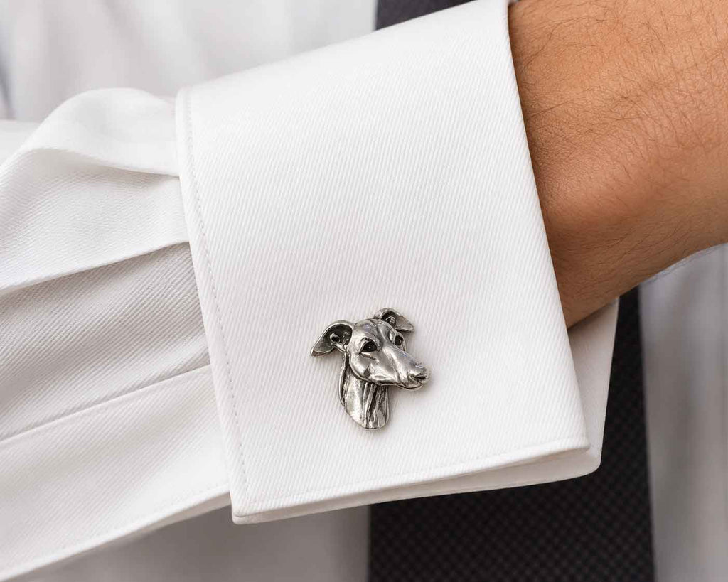 Greyhound Cufflinks Sterling Silver Handmade Greyhound Jewelry Dog Cuff Links Greyhound Gift for Men