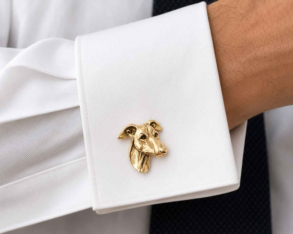 Greyhound Cufflinks 14K Gold Vermeil Handmade Greyhound Jewelry Greyhound Dog Cuff Links Gift for Greyhound Owner