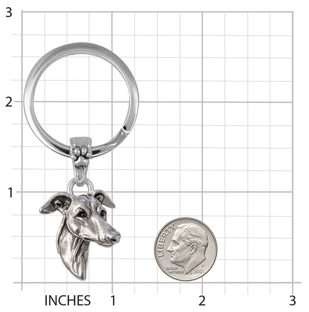 Greyhound Key Ring Sterling Silver Handmade Greyhound Keychain Dog Gift Greyhound Owner Key Holder Sighthound Jewelry