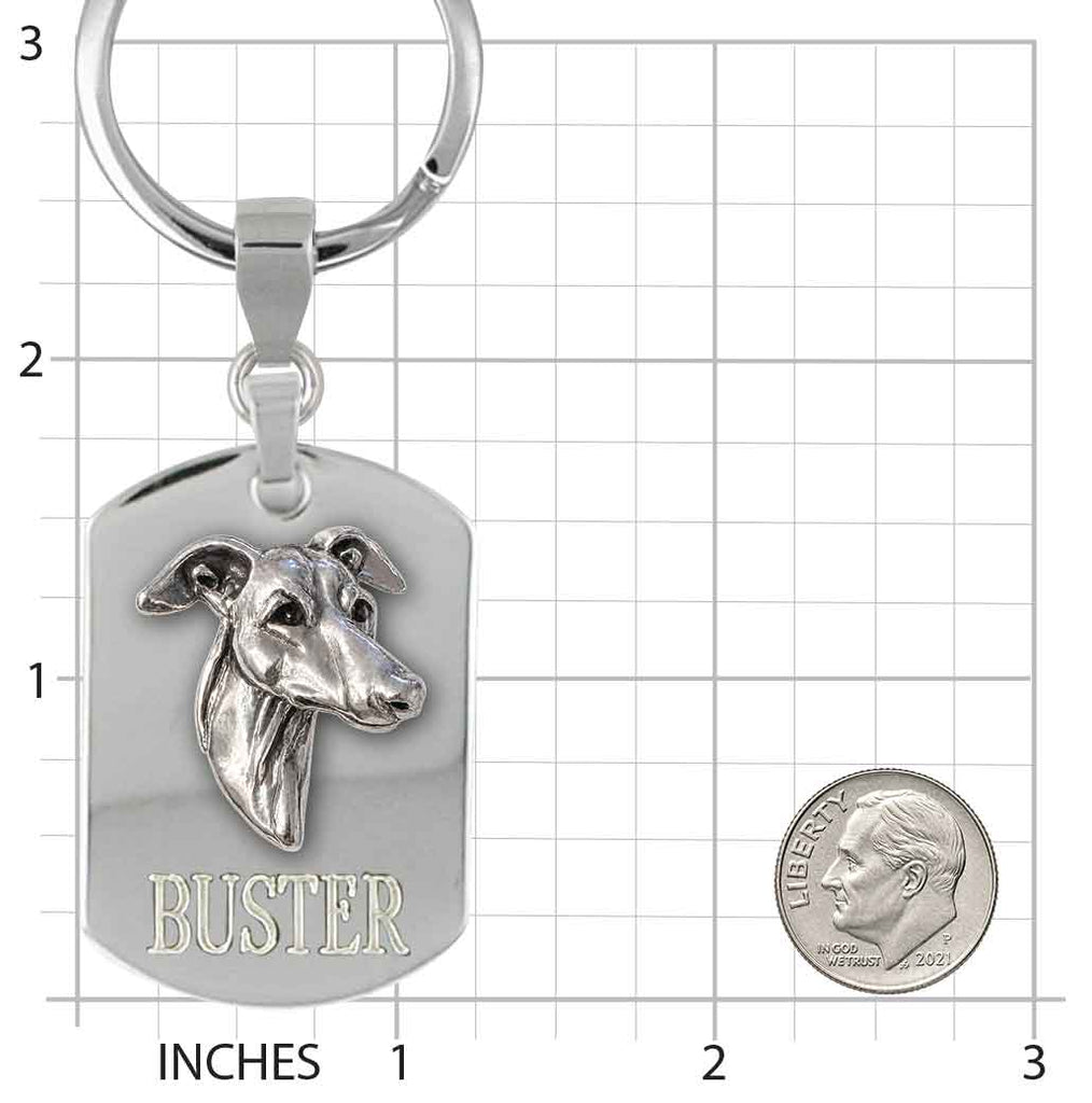 Greyhound Key Ring Sterling Silver Stainless Steel Handmade Greyhound Keychain Engraved Greyhound Gift