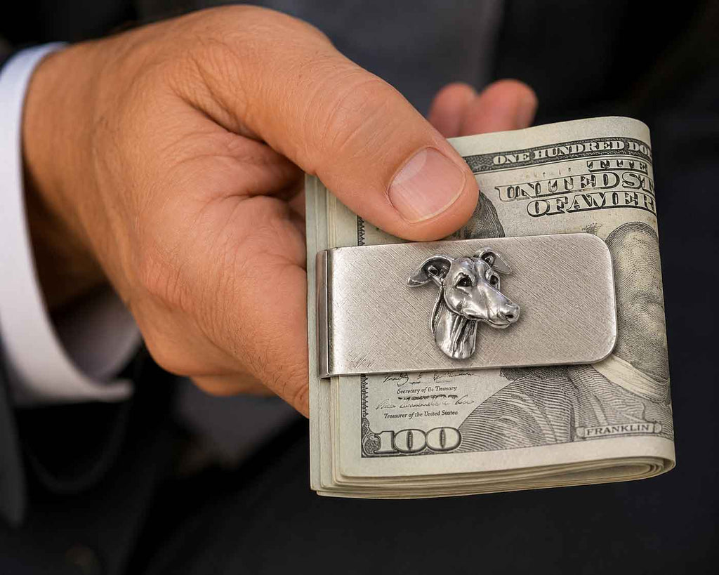 Greyhound Money Clip Sterling Silver Stainless Steel Handmade Greyhound Gift for Men Engraved Dog Money Holder