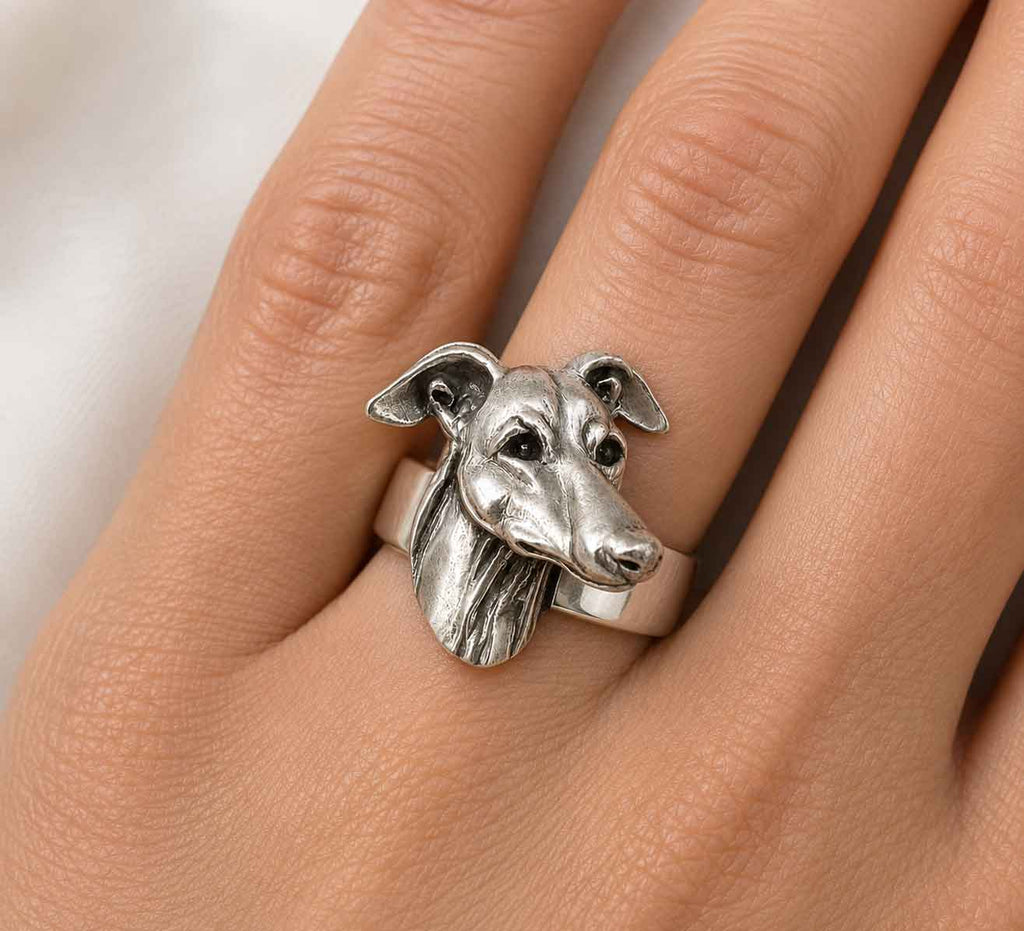 Greyhound Ring Sterling Silver Handmade Greyhound Jewelry Detailed Greyhound Dog Ring Sighthound Gift