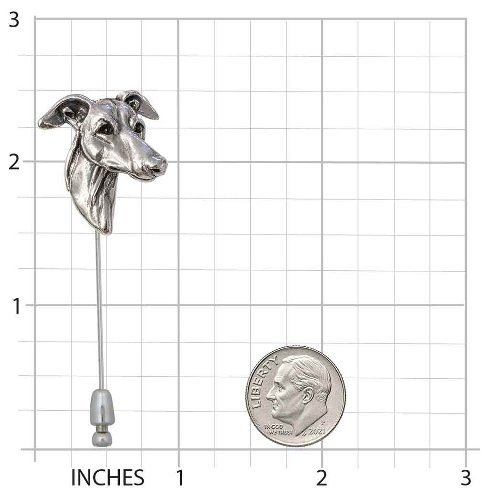 Greyhound Brooch Pin Sterling Silver Handmade Greyhound Dog Jewelry Gift GRH4-STP