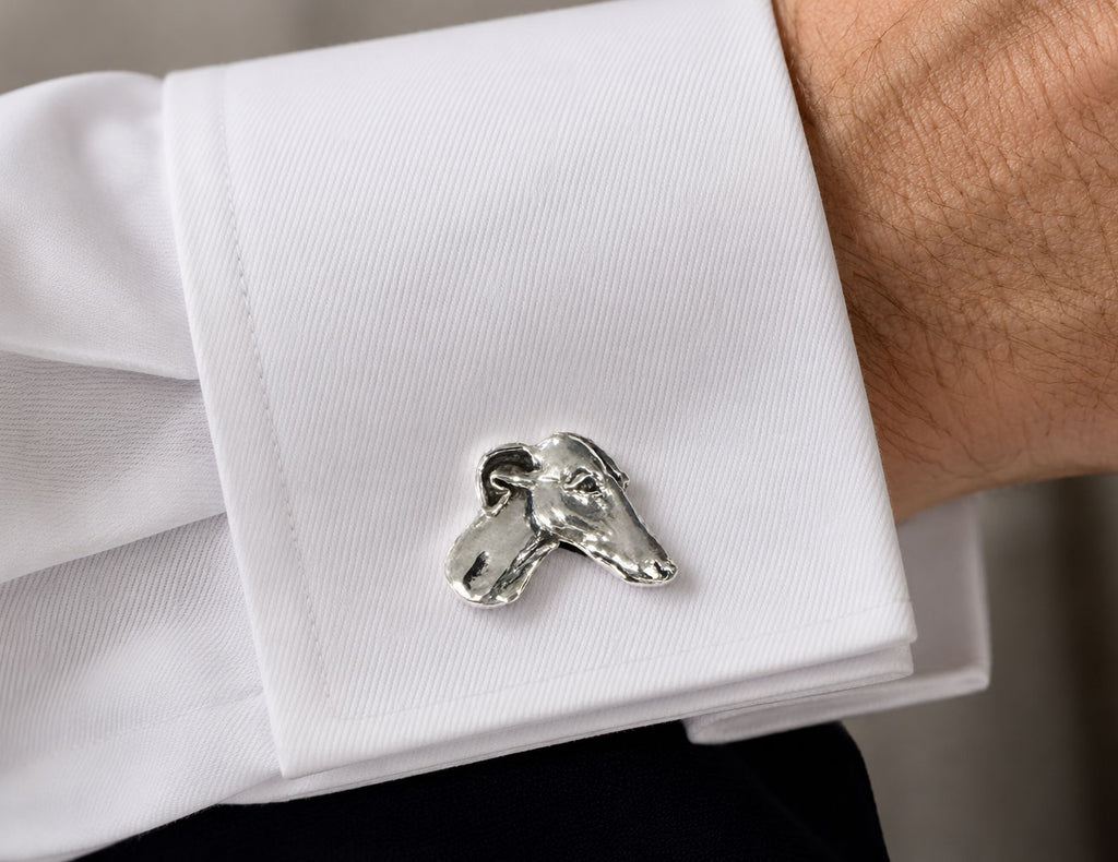 Greyhound Cufflinks Sterling Silver Handmade Greyhound Dog Cuff Links Jewelry Gift for Greyhound Owner