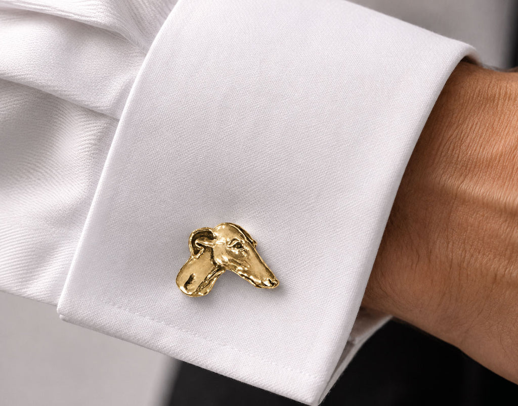 Greyhound Cufflinks 14K Gold Vermeil Handmade Greyhound Jewelry Gift for Greyhound Owner