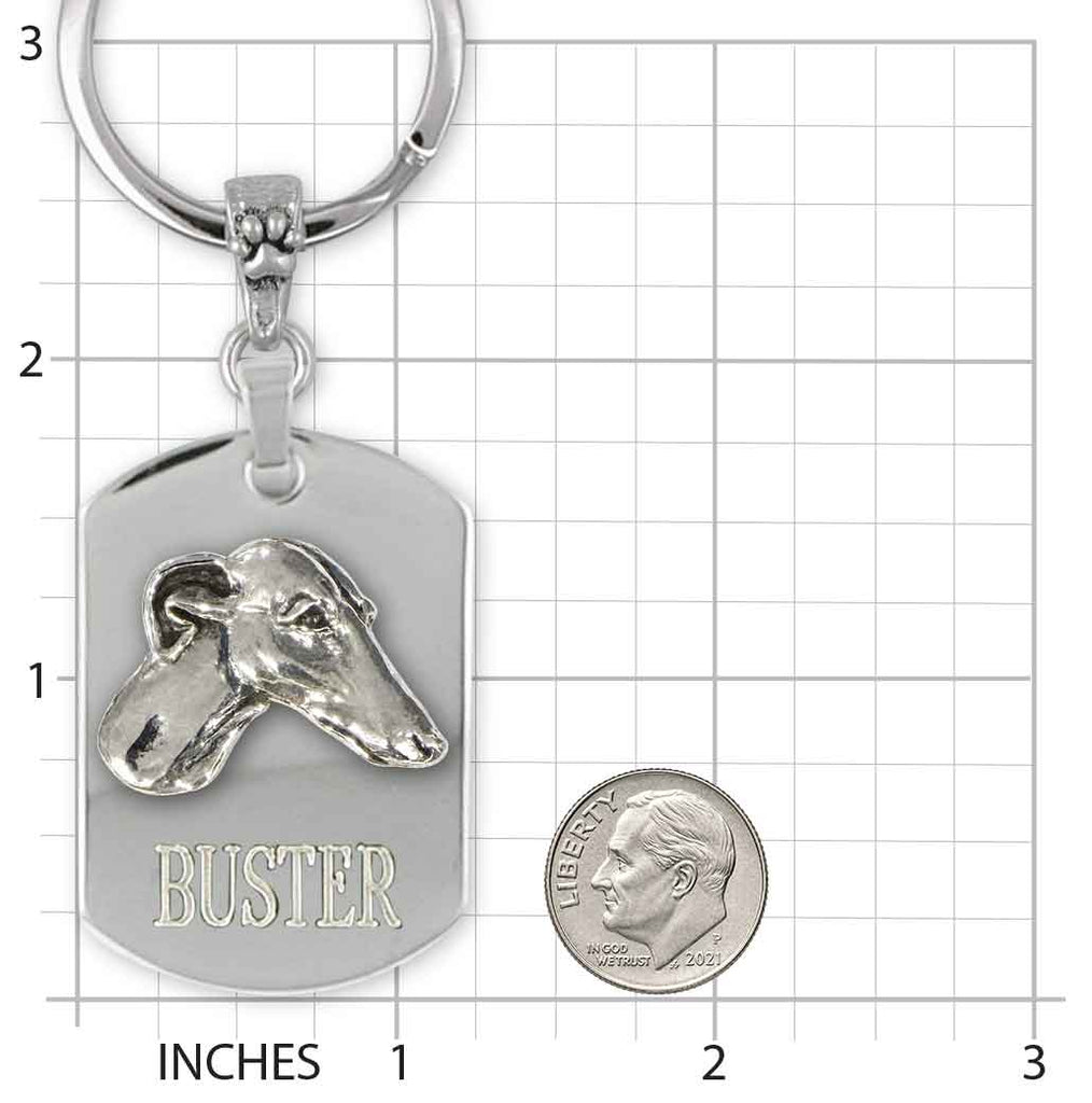 Greyhound Key Ring Sterling Silver Stainless Steel Handmade Greyhound Keychain Gift for Greyhound Owner