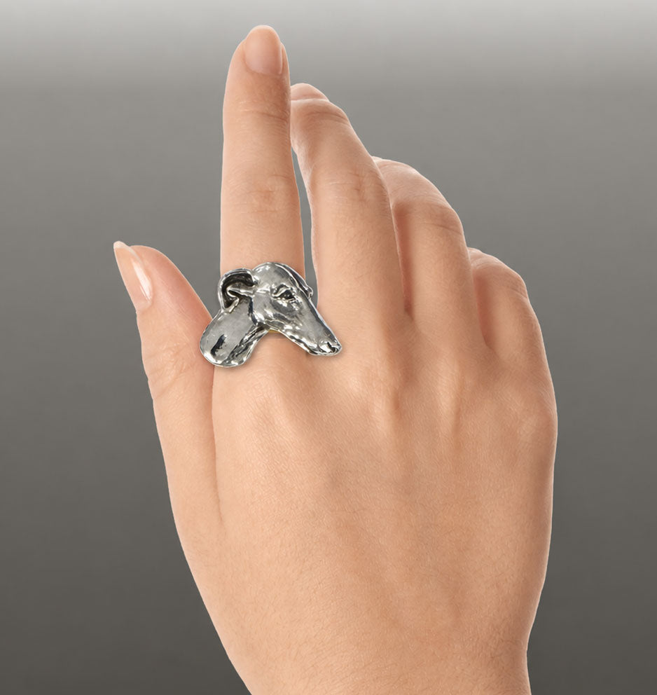 Greyhound Ring Sterling Silver Handmade Greyhound Dog Ring Jewelry Gift for Greyhound Owner