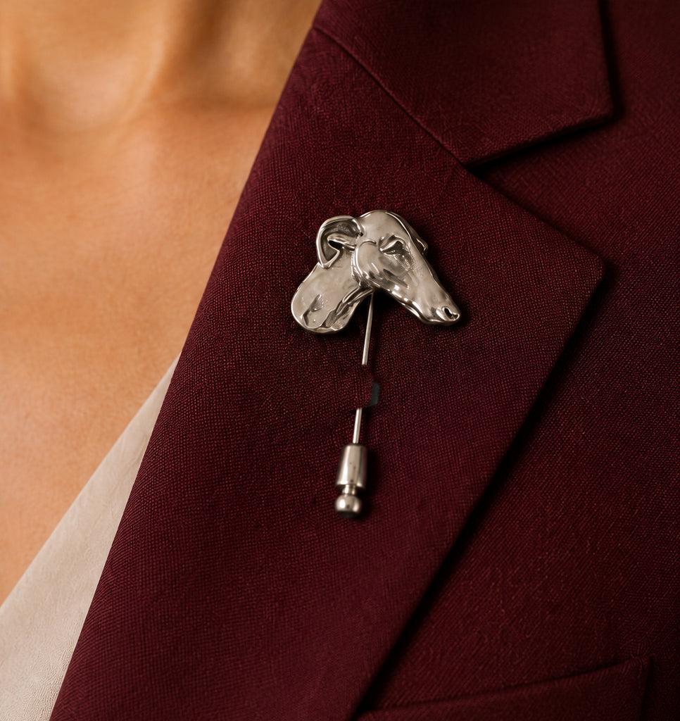 Greyhound Brooch Pin Sterling Silver Handmade Greyhound Dog Jewelry Gift for Greyhound Owner
