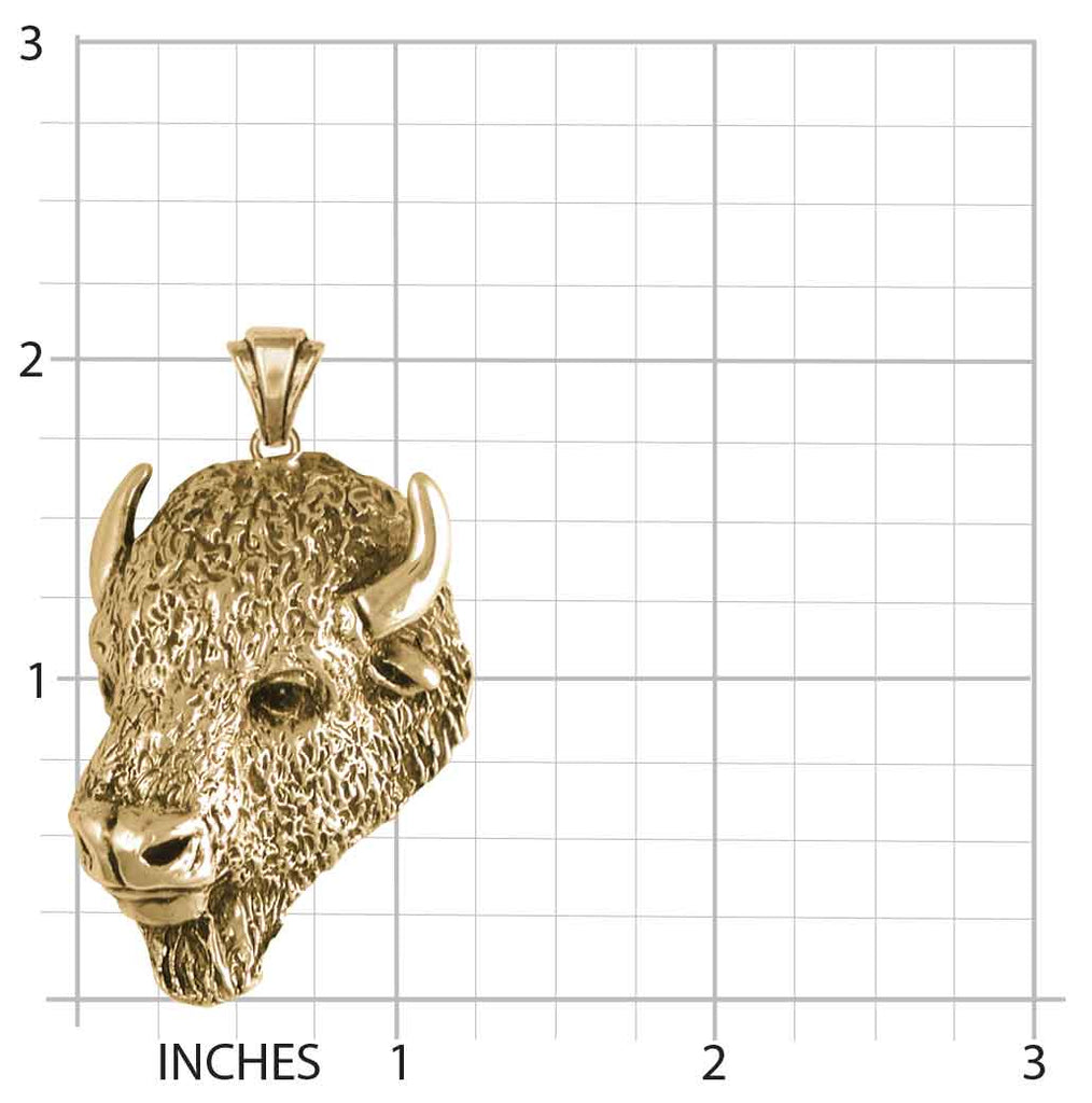 Buffalo Pendant Jewelry 14k Gold Handmade Bison Pendant BUF8-PG