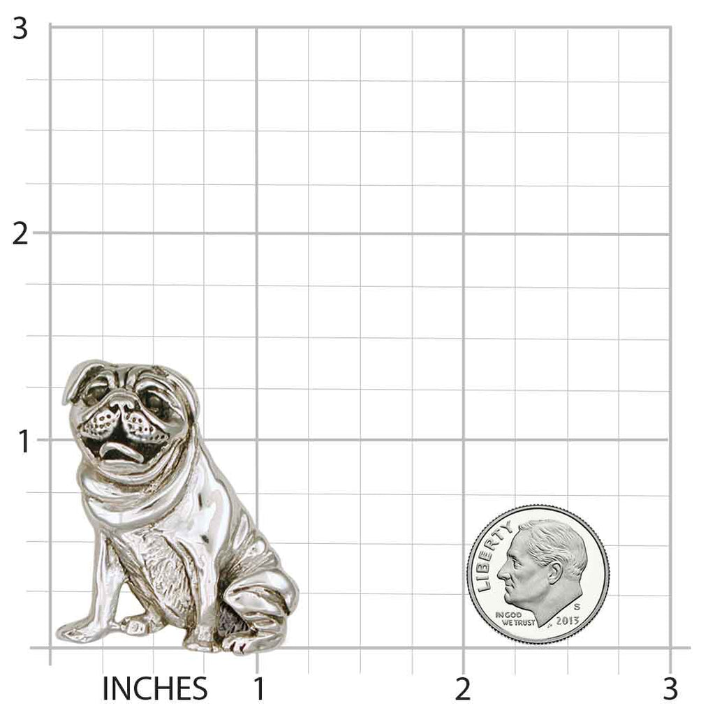 Pug Jewelry Sterling Silver Handmade Dog Brooch Pin  D61-BR