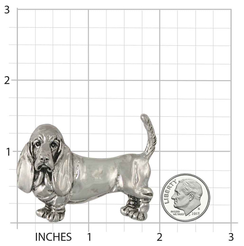 Basset Hound Brooch Pin Jewelry Sterling Silver Handmade Dog Brooch Pin BAS1-PN