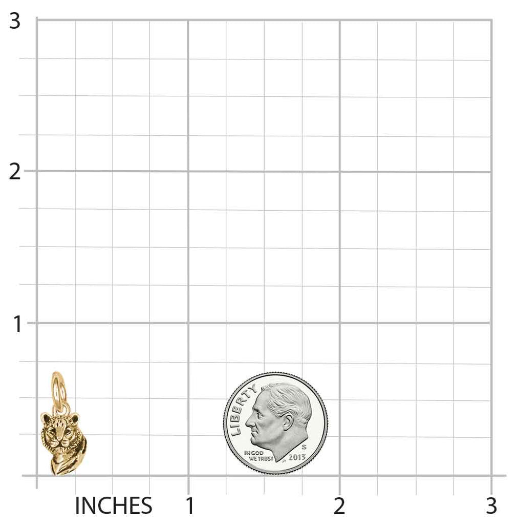 Tiger Jewelry 14k Yellow Gold Handmade Tiger Charm  TIG1H-CG