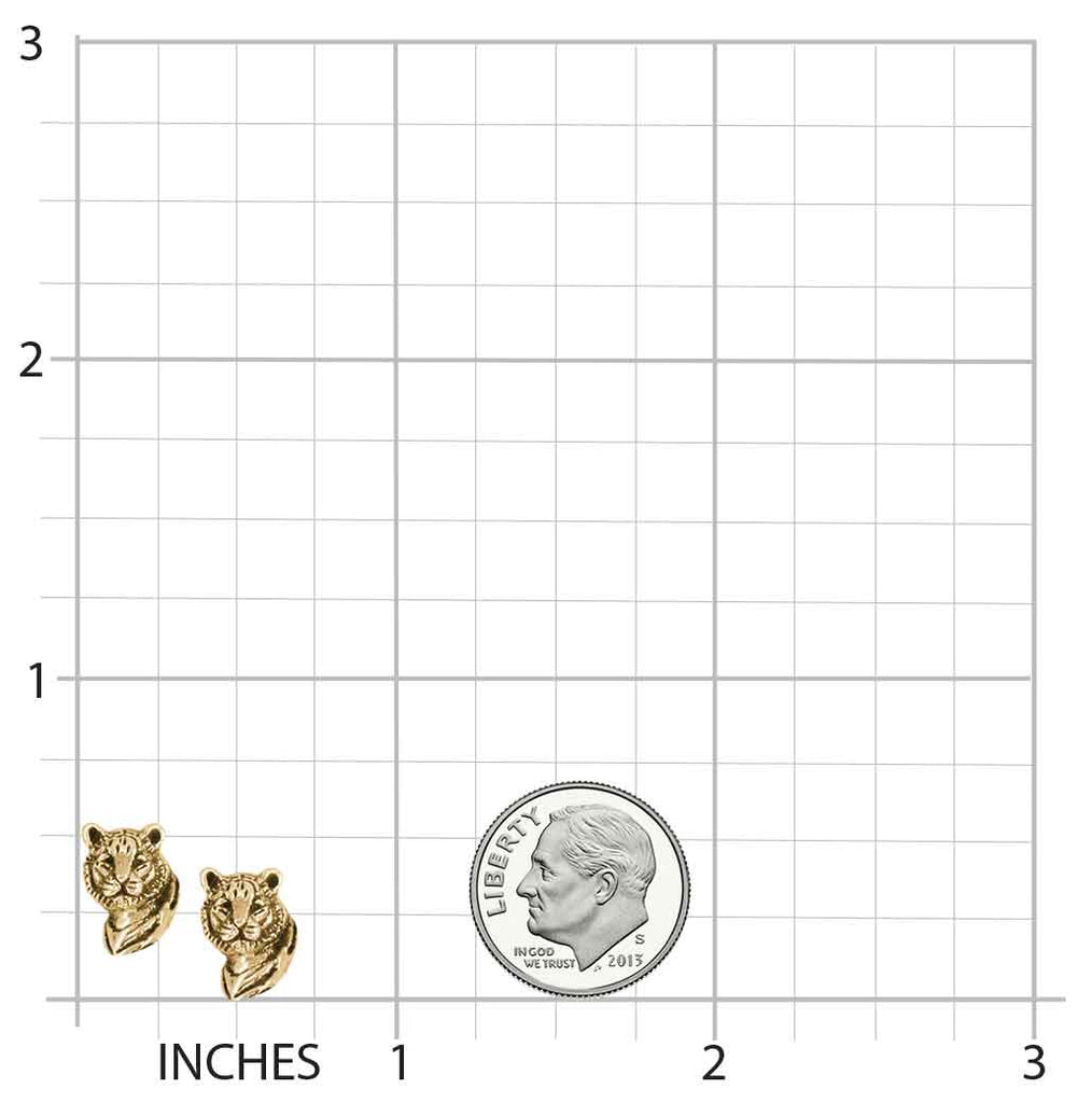 Tiger Jewelry 14k Yellow Gold Handmade Tiger Earrings  TIG1H-EG