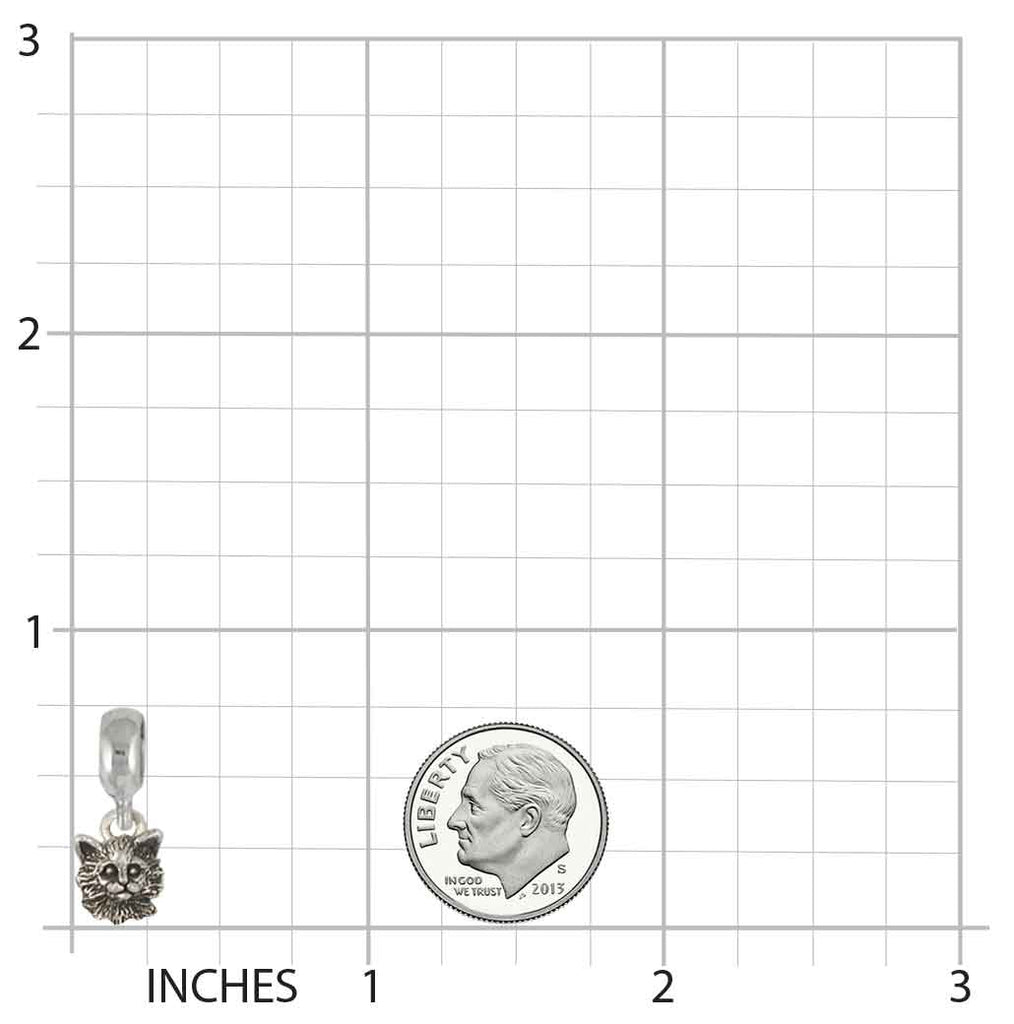 Maine Coon Charm Slide Jewelry Sterling Silver Handmade Cat Charm Slide MN8H-PNS