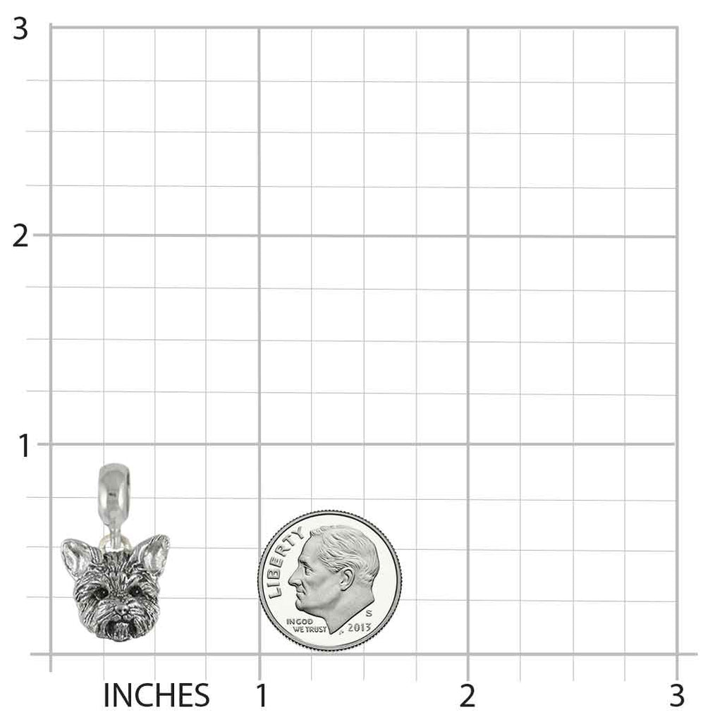 Yorkie Jewelry Sterling Silver Handmade Yorkshire Terrier Charm Slide YK381XH-PNS