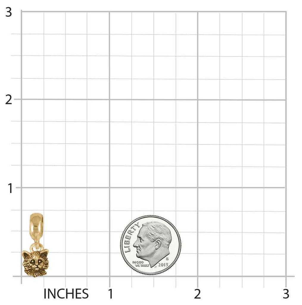 Maine Coon Charm Slide Jewelry 14k Gold Handmade Cat Charm Slide MN8H-PNSG