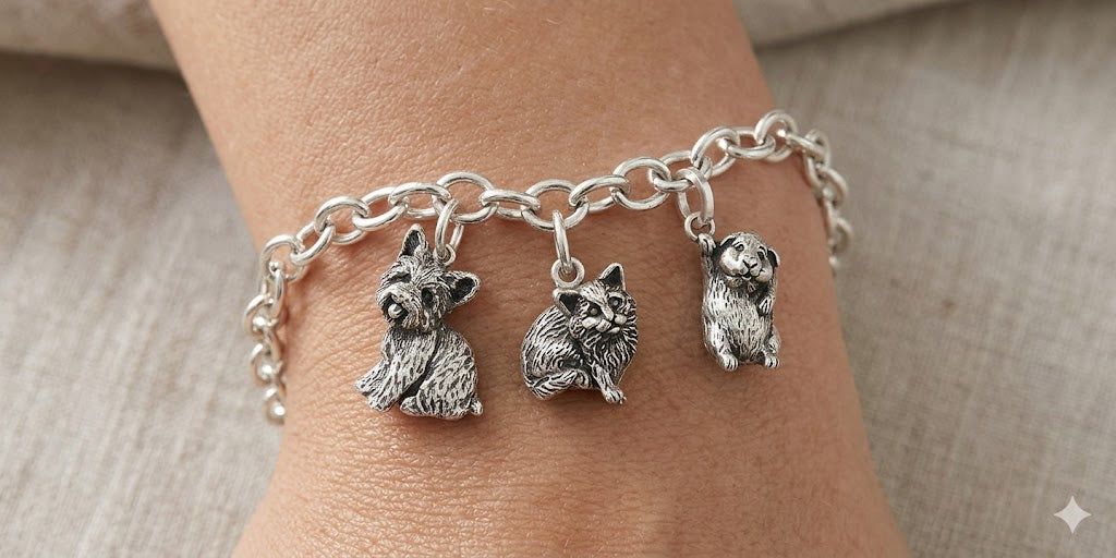Guinea Pig Charm Jewelry Sterling Silver Handmade Piggie Charm GP5-C