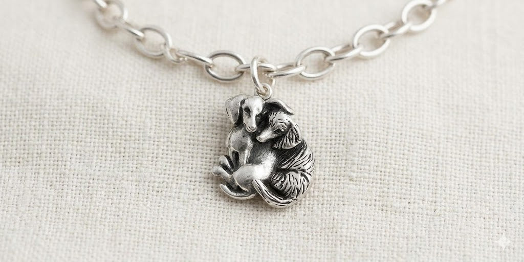 Long And Shorthair Dachshund Jewelry Sterling Silver Handmade Double Dachshund Charm  DDA-C