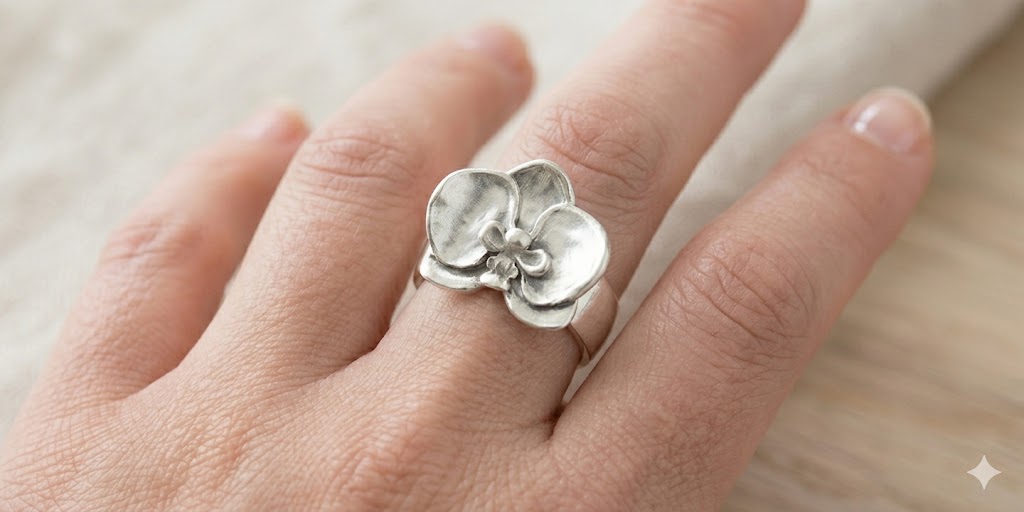 Orchid Jewelry Sterling Silver Orchid Ring Handmade Flower Jewelry OR2-R