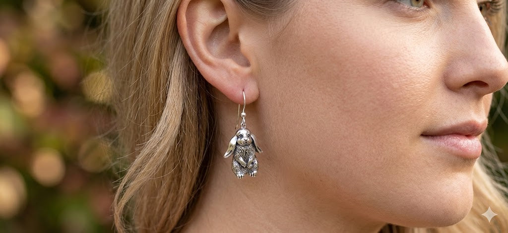 Rabbit Jewelry Sterling Silver Handmade Bunny Rabbit Earrings  RA2-E