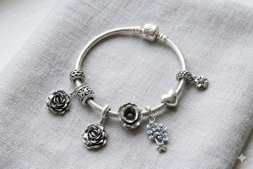 Bluebonnet Charm Slide Jewelry Sterling Silver Handmade Texas Wildflower Charm Slide BBD-PNS