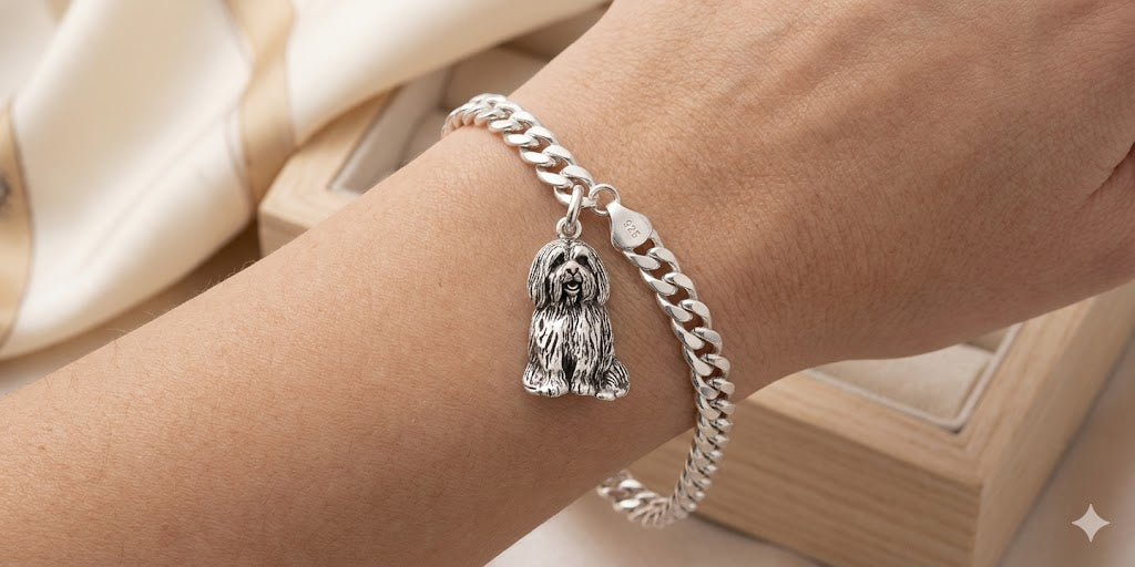Tibetan Terrier Charm Jewelry Sterling Silver Handmade Dog Charm TTR3-C