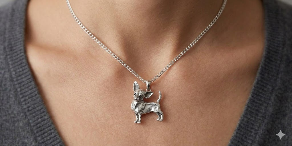 Chihuahua Charm Jewelry Sterling Silver Handmade Dog Charm CHW2X-C