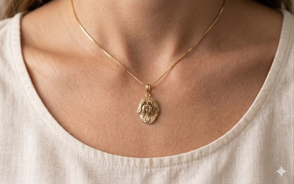 Havanese Pendant 14k Yellow Gold Vermeil Dog Jewelry HV5-PVM