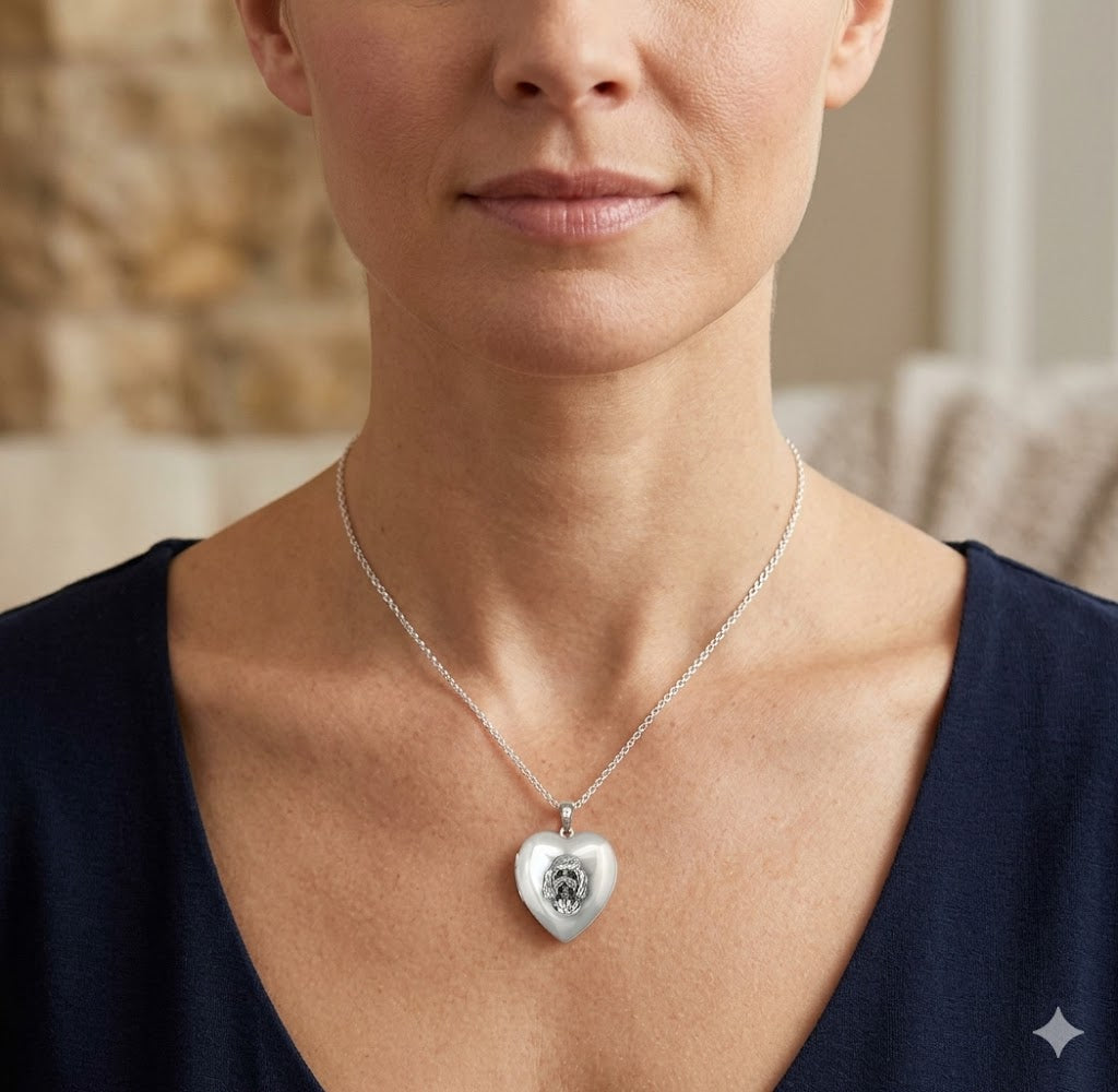 Maltese Jewelry Sterling Silver Handmade Maltese Dog Photo Locket  T7-T