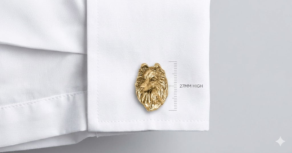Sheltie Cufflinks Jewelry 14k Gold Handmade Dog Cufflinks SH8-CLG