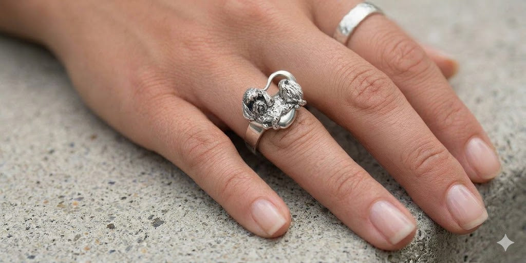 Maltese Jewelry Sterling Silver Handmade Maltese Dog Ring  T5-R