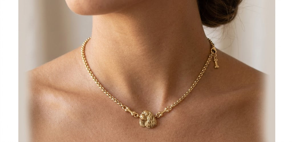 Cavalier King Charles Spaniel Jewelry 14k Yellow Gold Handmade  Necklace  KC19H-NKG