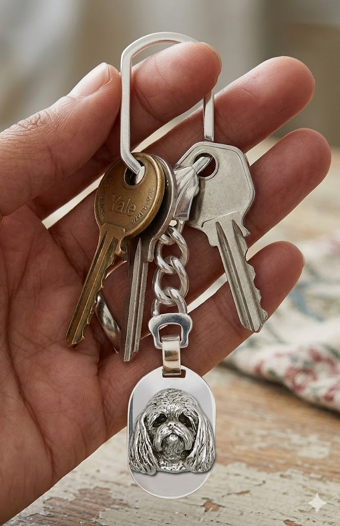 Maltese Jewelry Sterling Silver Handmade Maltese Dog Key Ring  T6-2KRE