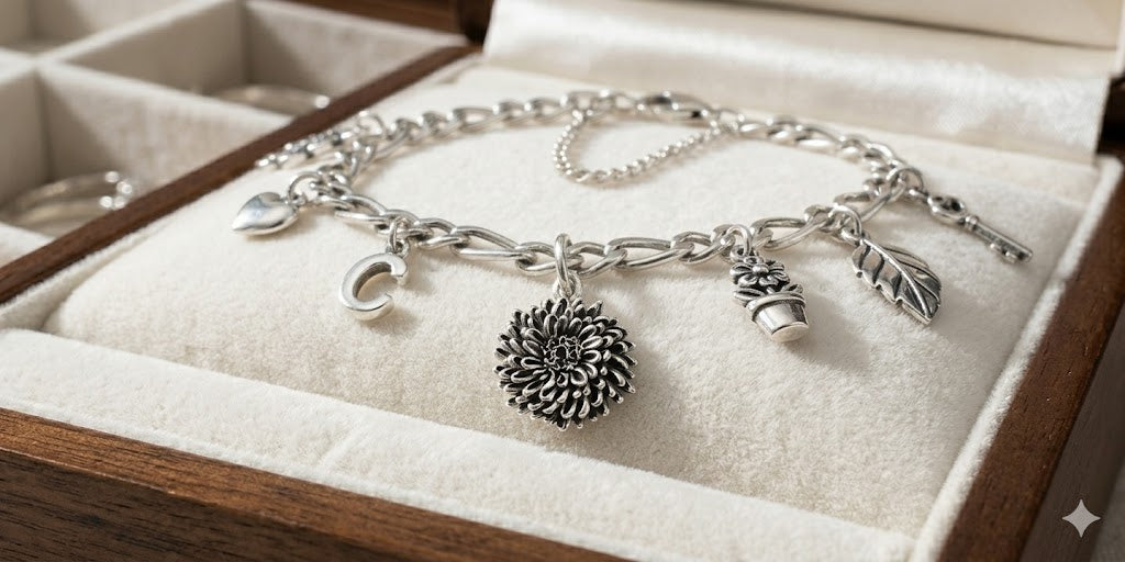 Chrysanthemum Jewelry Sterling Silver Chrysanthemum Charm Handmade Flower Jewelry CRY-C