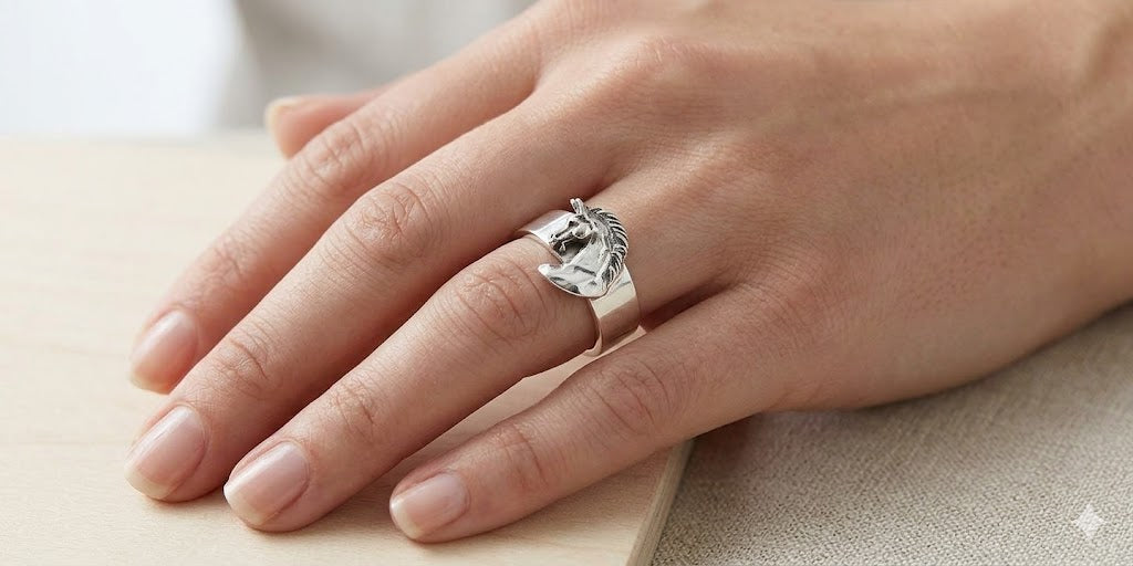 Horse Ring Jewelry Sterling Silver Handmade Horse Ring EQU13U-R