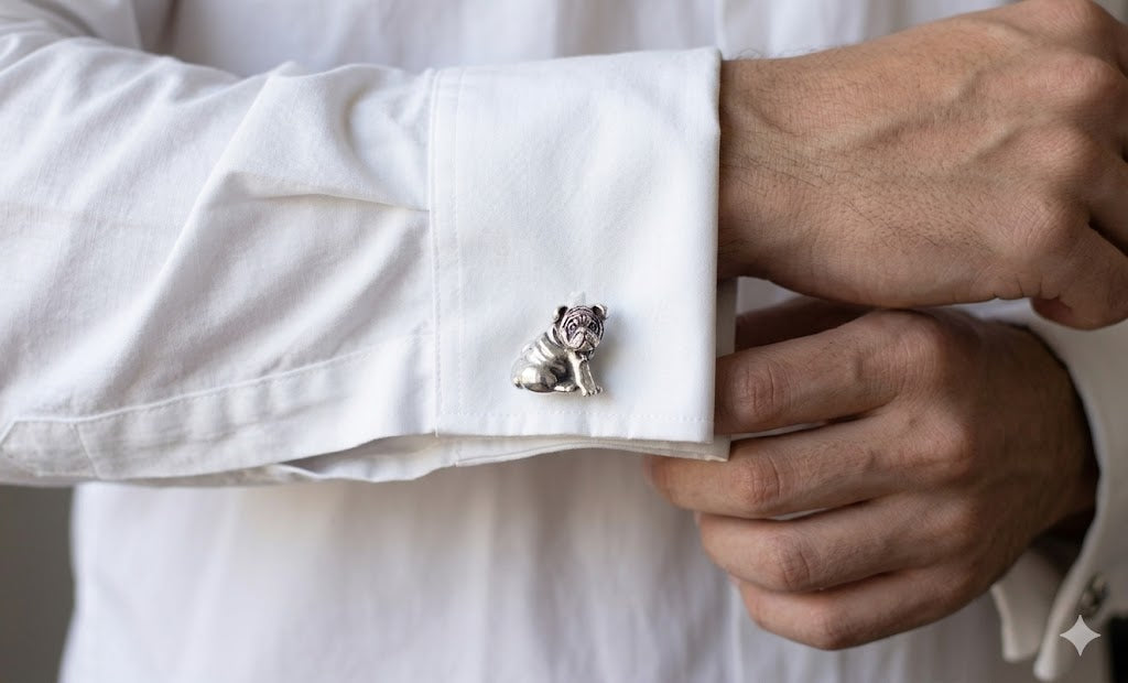 Bulldog Cufflinks Jewelry Sterling Silver Handmade Dog Cufflinks BD31-CL