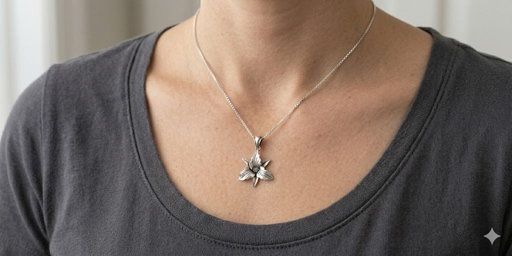 Trillium Jewelry Sterling Silver Trillium Pendant Handmade Flower Jewelry TLM1-P