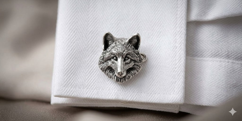 Fox Cufflinks Jewelry Sterling Silver Handmade Fox Cufflinks FX6-CL