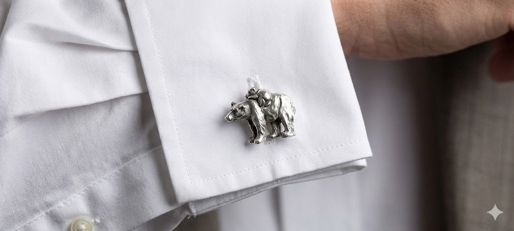 Polar Bear Cufflinks Jewelry Sterling Silver Handmade Polar Bear And Cubs Cufflinks PB42X-CL