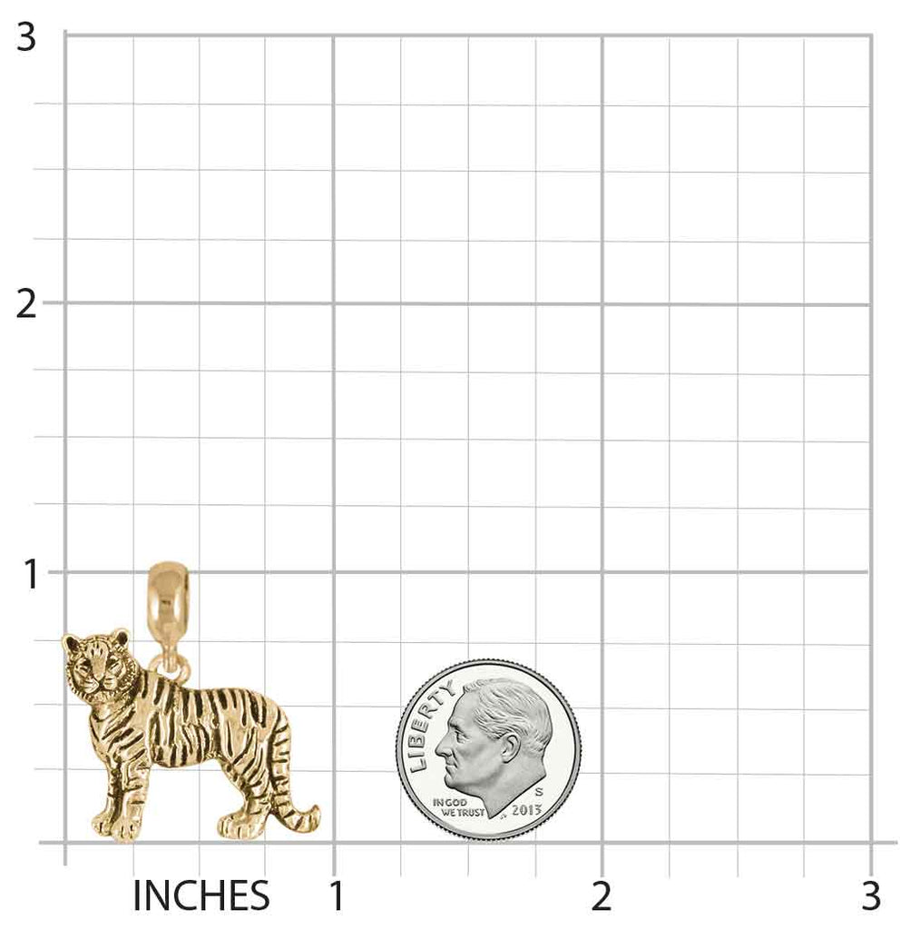 Tiger Jewelry 14k Gold Vermeil Handmade Tiger Charm Slide This Charm Will Fit A Pandora® Slide Bracelet TIG1-PNSVM