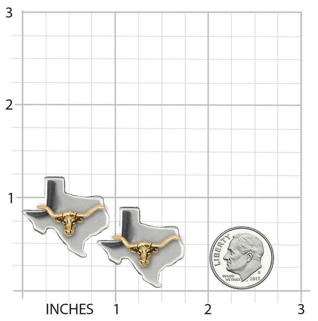 Longhorn Jewelry Silver And 14k Gold Handmade Longhorn Cufflinks LN7-TNTXCL