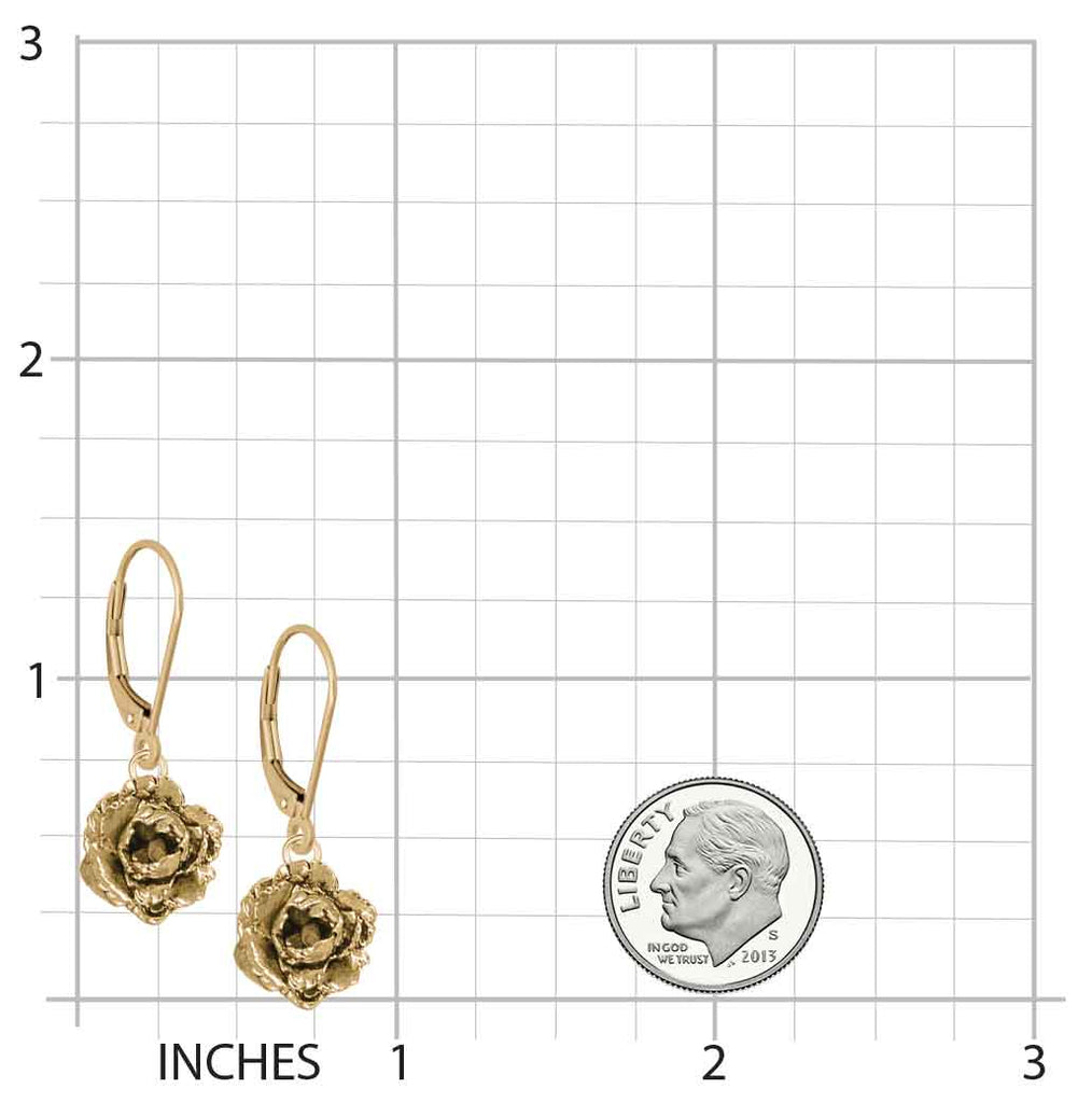 Peony Earrings 14k Yellow Gold Handmade Peony Flower Jewelry  PNY3-LBG