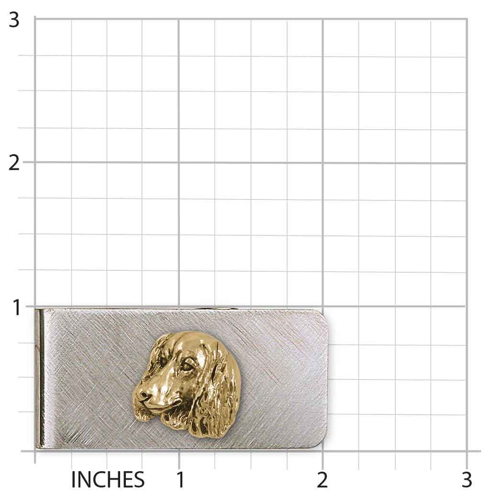 Dachshund Money Clip Stainless Steel And Yellow Bronze Handmade Longhair Dachshund Jewelry  LDH1-MCBZ