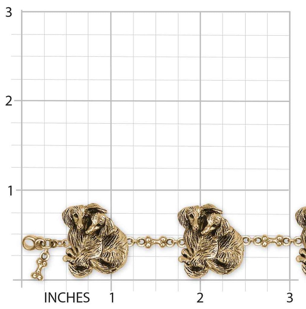 Dachshund Bracelet 14k Gold Vermeil Handmade Long Hair Dachshund Jewelry  LH2-BRVM
