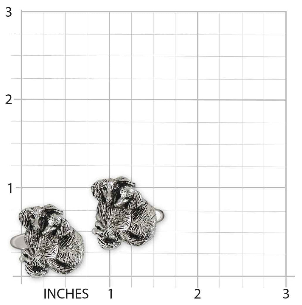Dachshund Cufflinks Sterling Silver Handmade Long Hair Dachshund Jewelry  LH2-CL