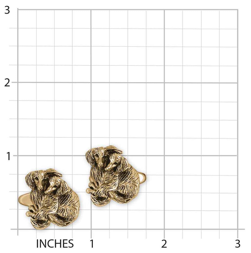 Dachshund Cufflinks 14k Yellow Gold Handmade Long Hair Dachshund Jewelry  LH2-CLG