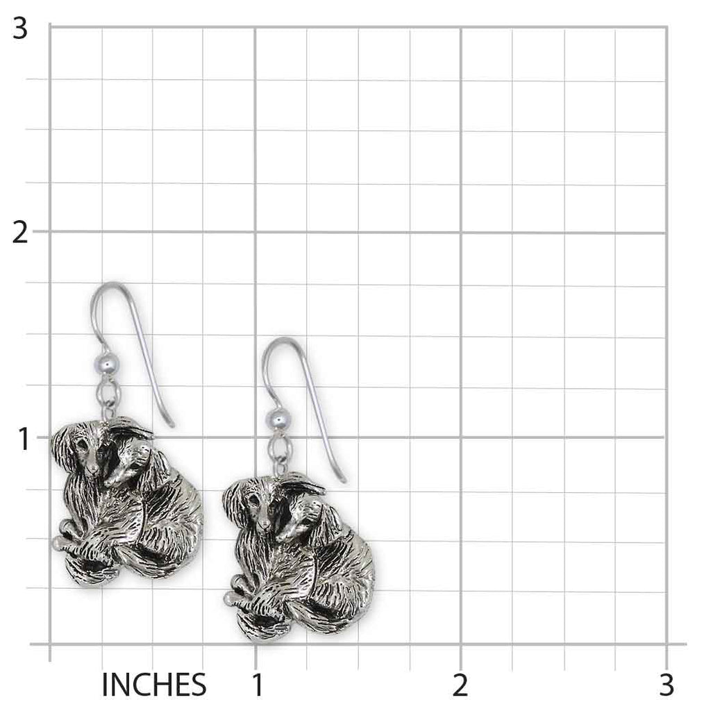 Dachshund Earrings Sterling Silver Handmade Long Hair Dachshund Jewelry  LH2-E