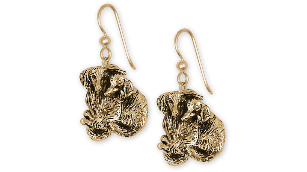Dachshund Charms Dachshund Earrings 14k Gold Vermeil Long Hair Dachshund Jewelry Dachshund jewelry