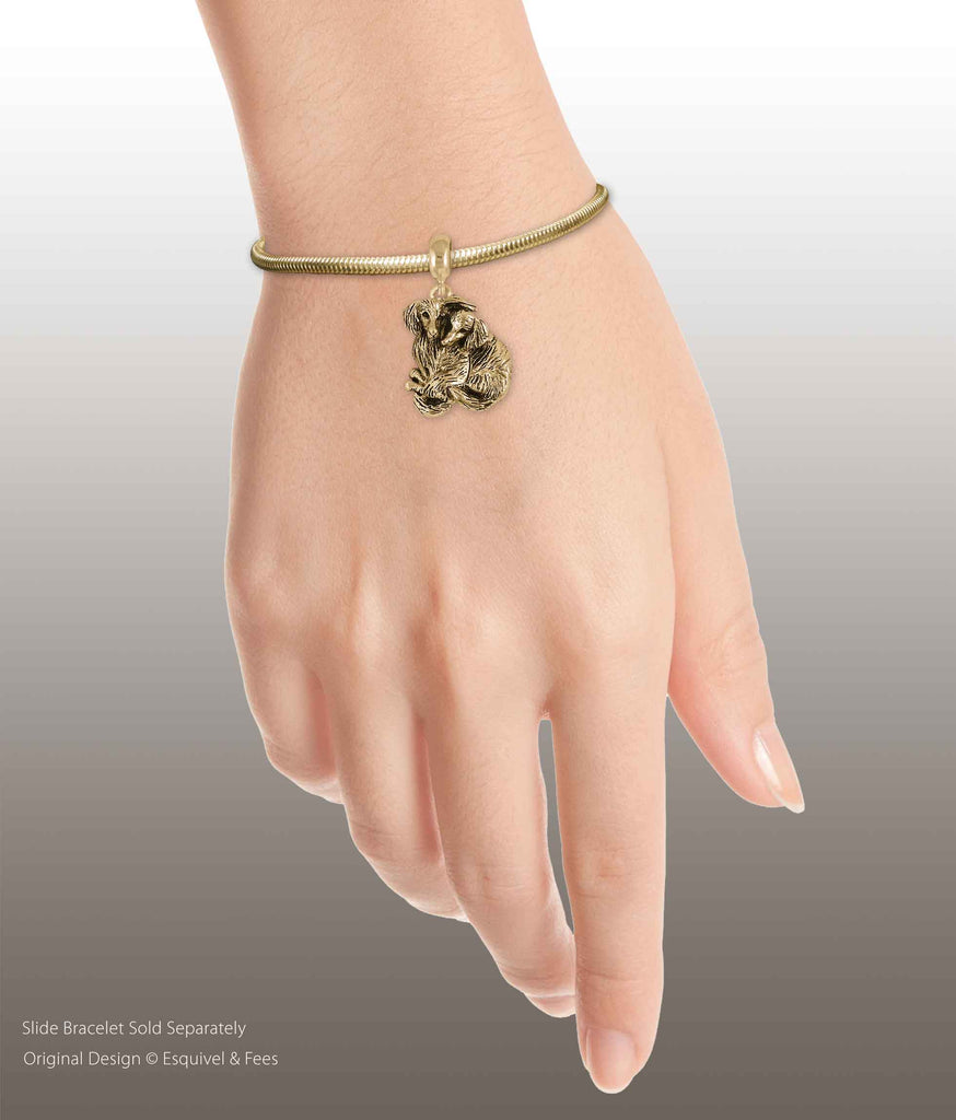 Dachshund Pandora Charm Slide 14k Yellow Gold Handmade Long Hair Dachshund Jewelry This Charm Will Fit A Pandora® Slide Bracelet LH2-PNSG